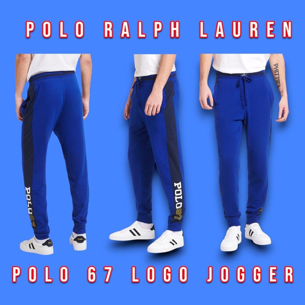 Polo Ralph Lauren POLO 67 Logo Jogger Loungewear Pants Men's Blue X-LARGE _A3